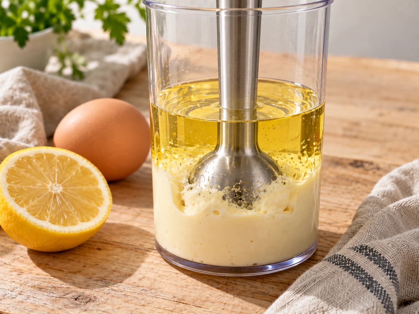 Maionese caseira: Emulsione no fundo