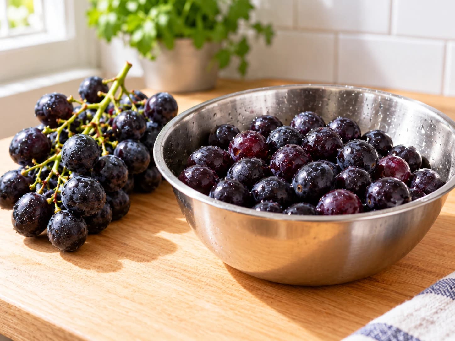 Grape Jam: Wash and destem the grapes