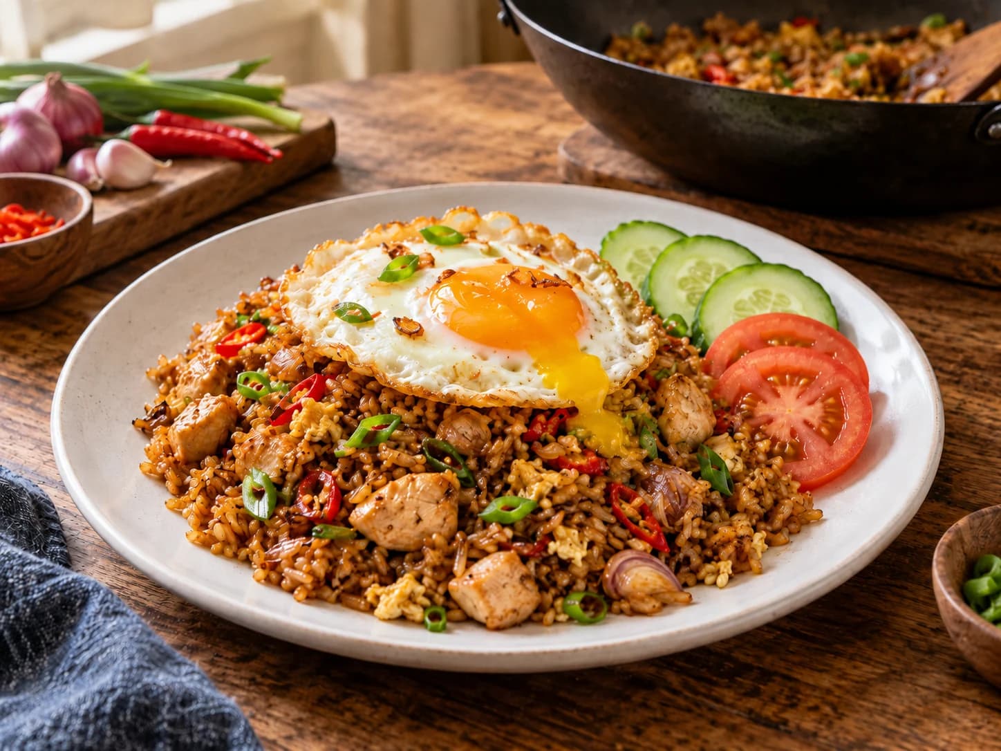 ナシゴレン（インドネシア風チキン炒飯）: 盛り付ける