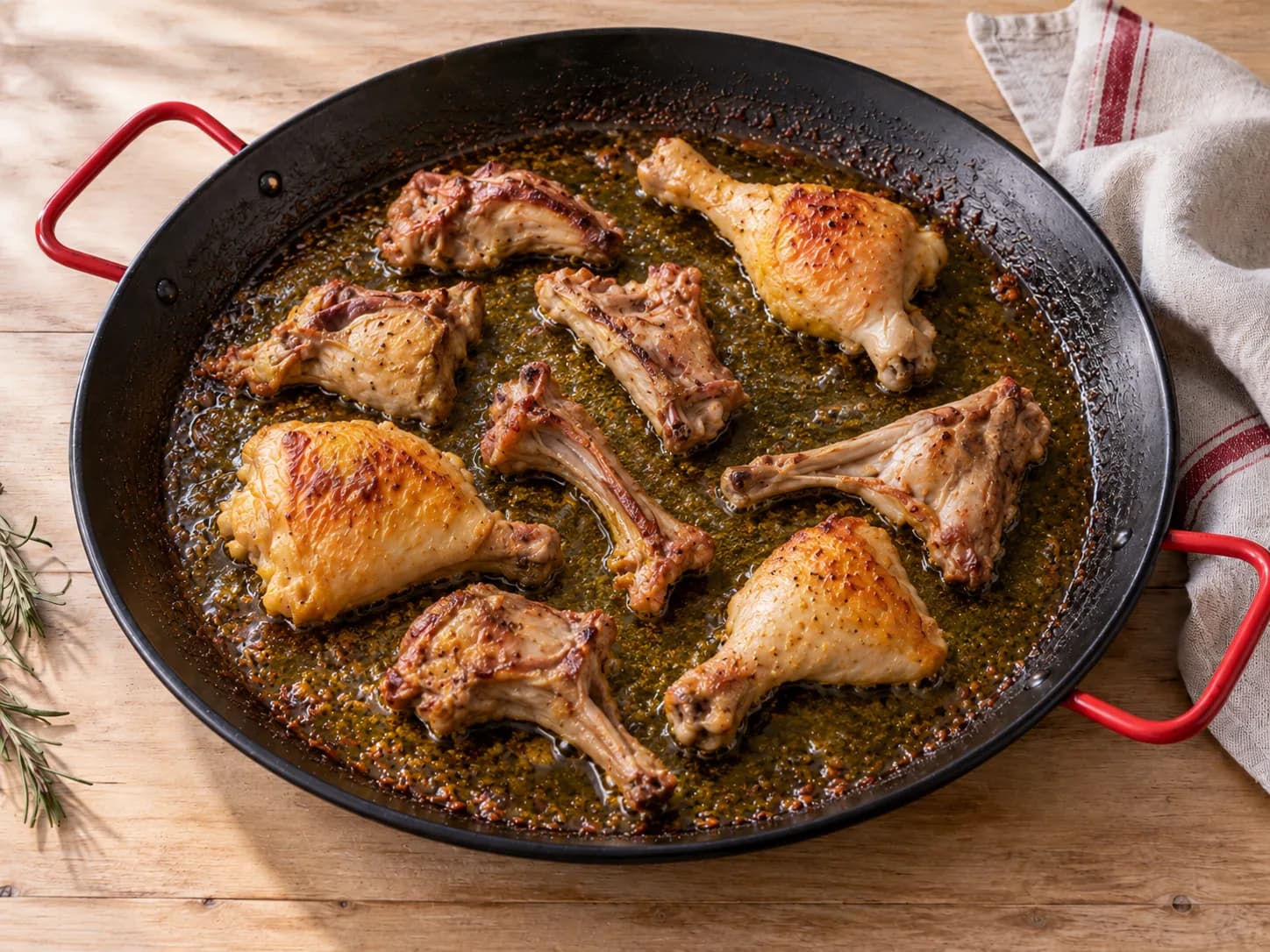 Valencian Paella: Brown the meat