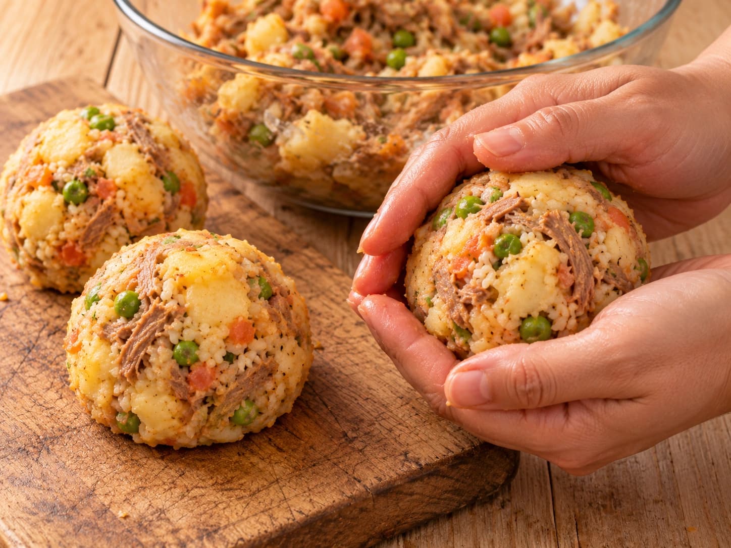 Papa rellena colombiana: Forma le palline