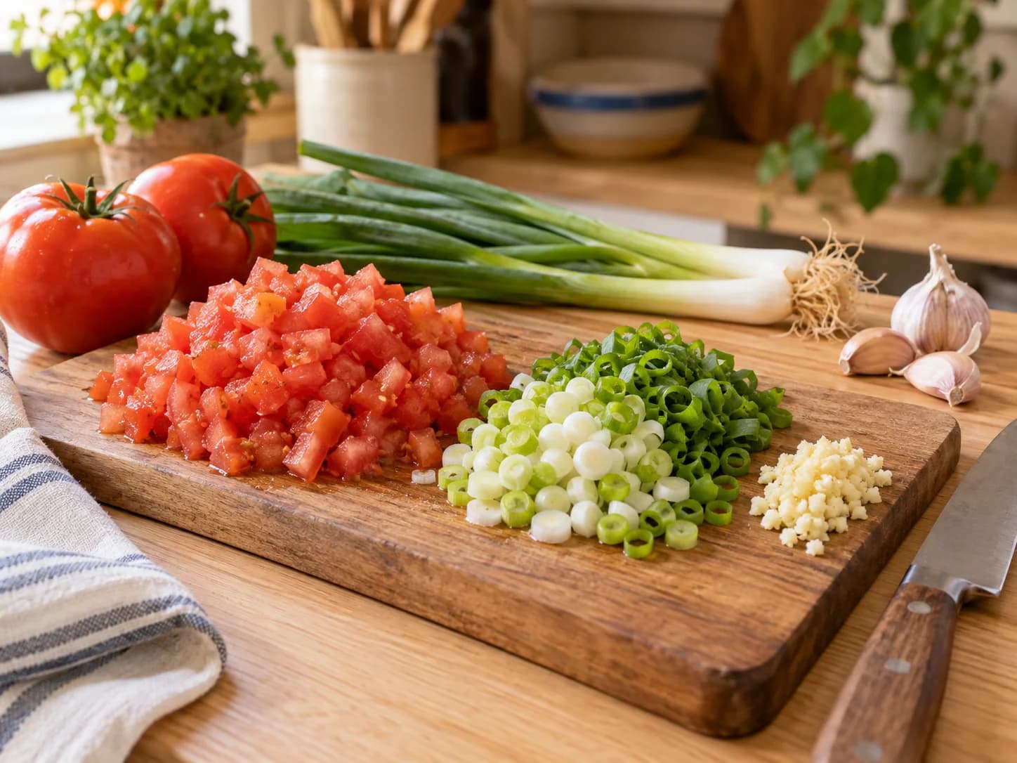 Patacones con hogao: pica las verduras