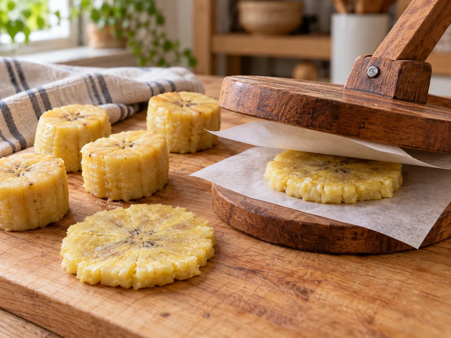 Patacones con hogao: aplasta los plátanos