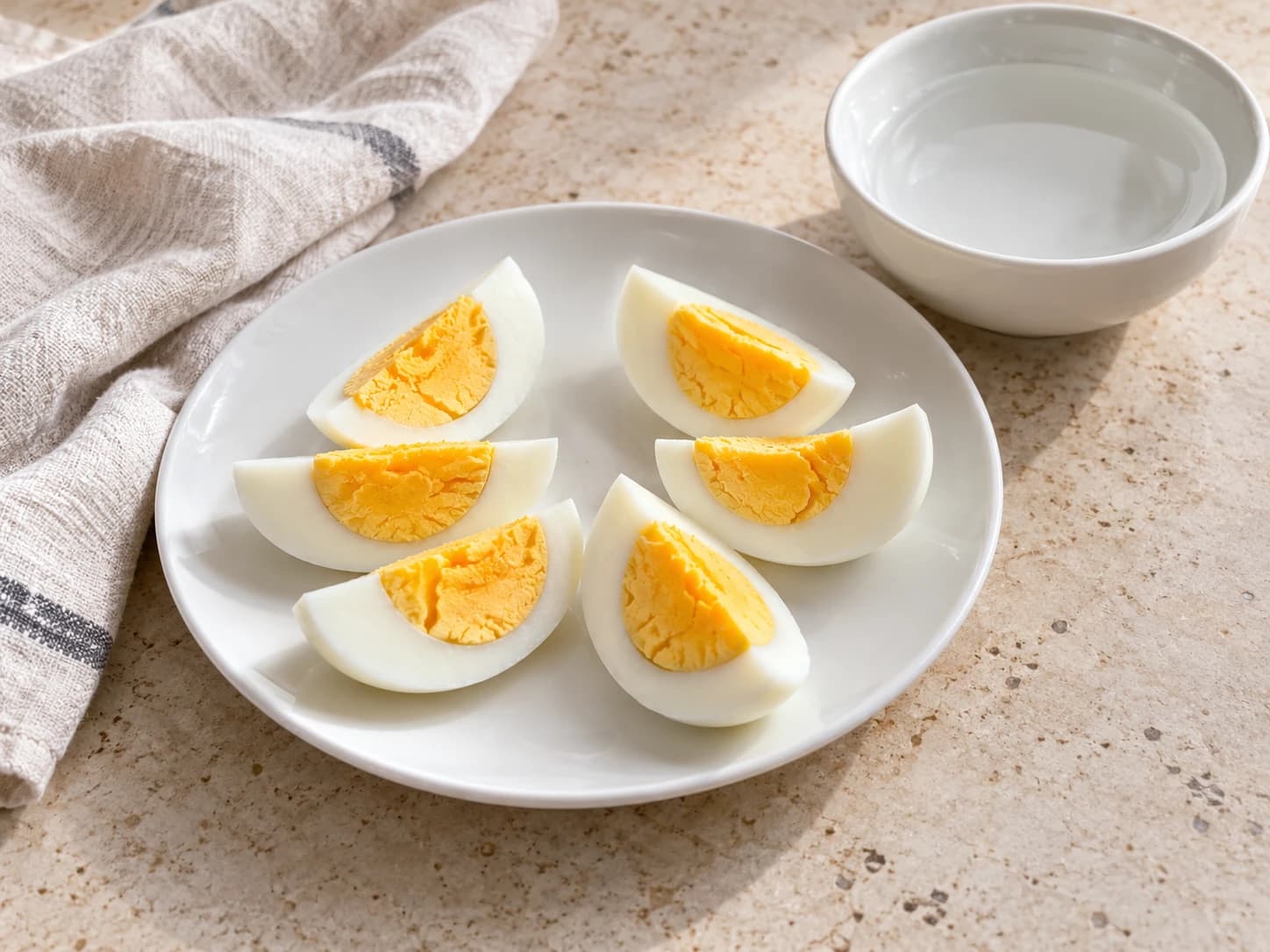 Cooled, peeled hard-boiled eggs cut into quarters.