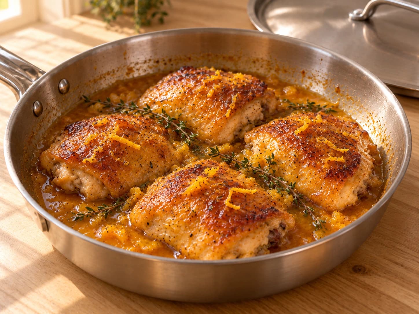 Frango com laranja: Reduza o molho
