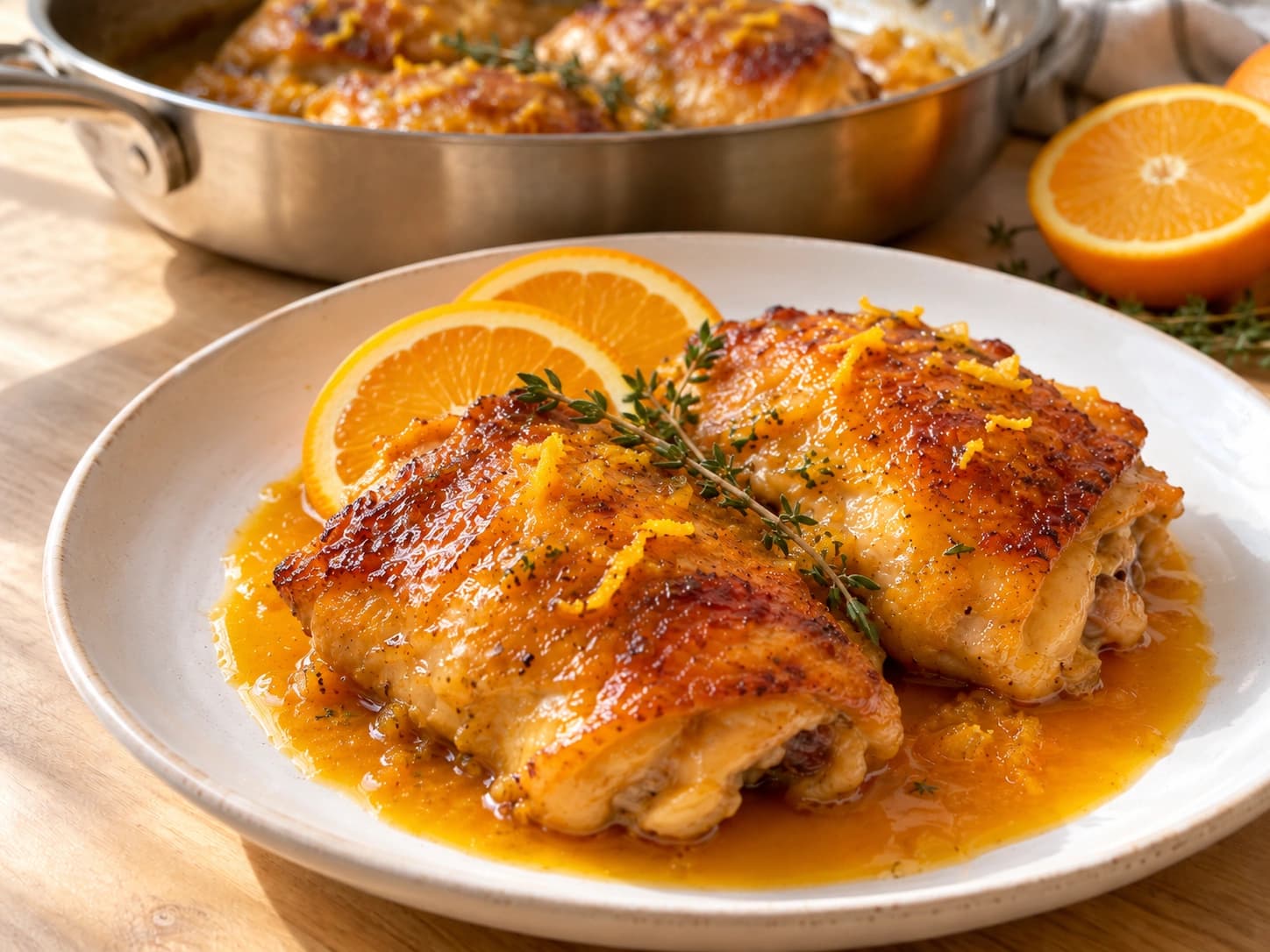 Frango com laranja: Sirva