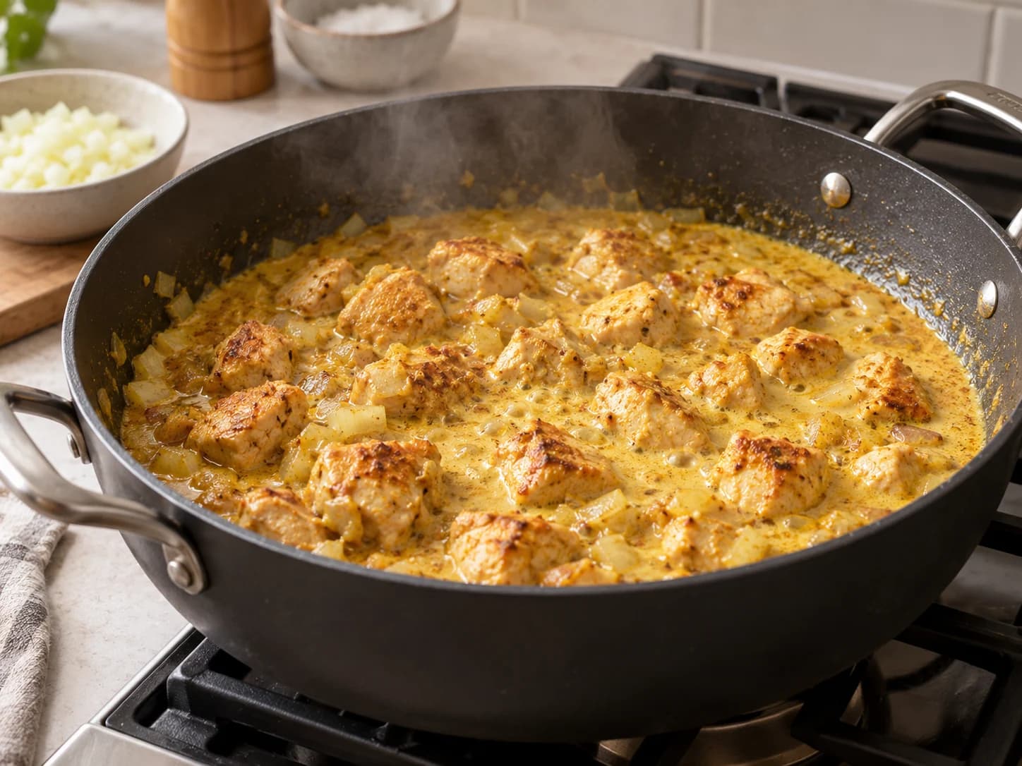 Hähnchen in der Sauce garen
