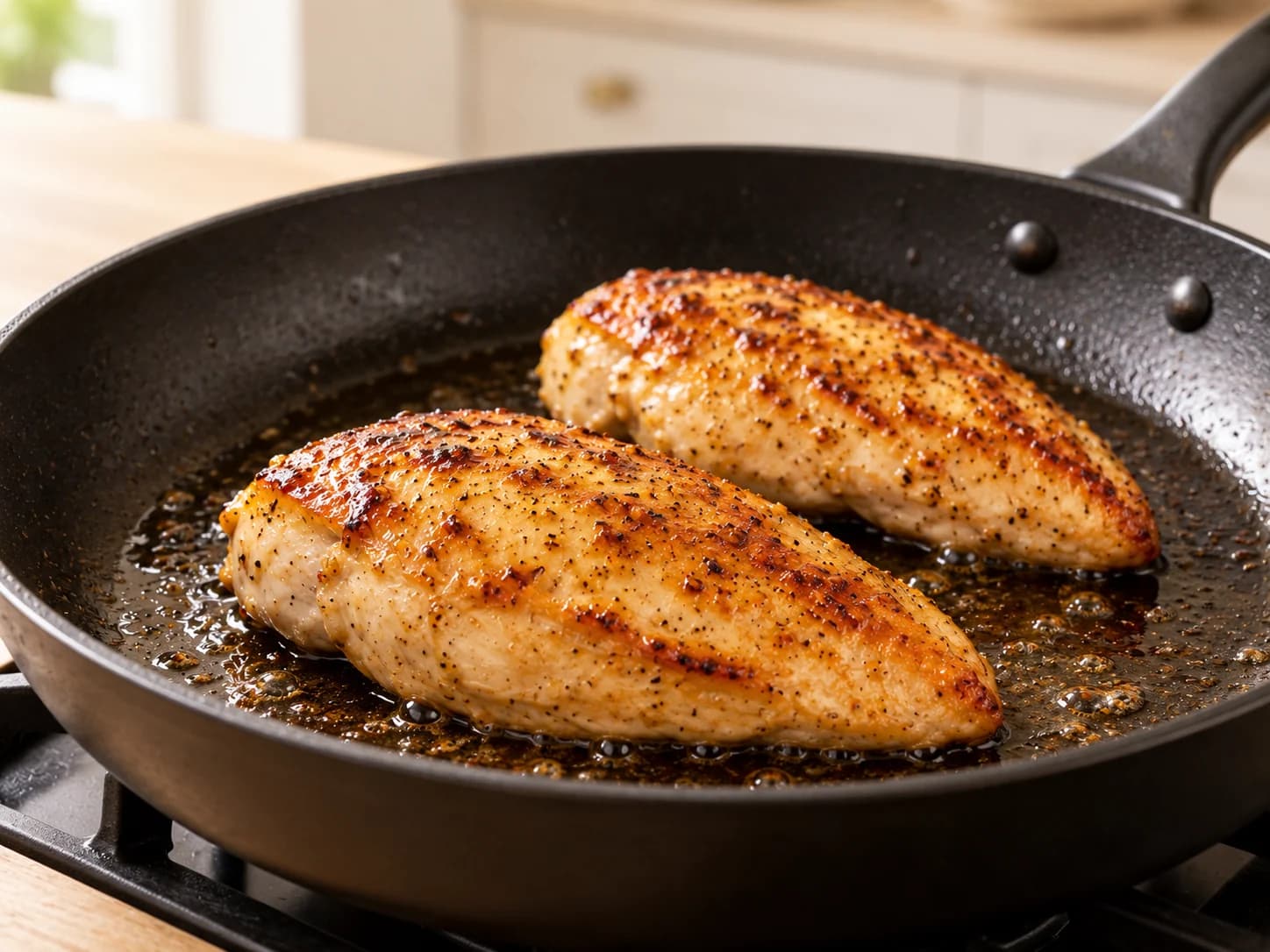 Pollo con salsa al miele e senape in padella: Rosola i petti