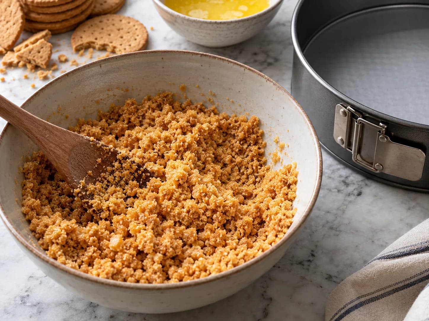 Cheesecake de agraz assado com cobertura caseira: Misture a base