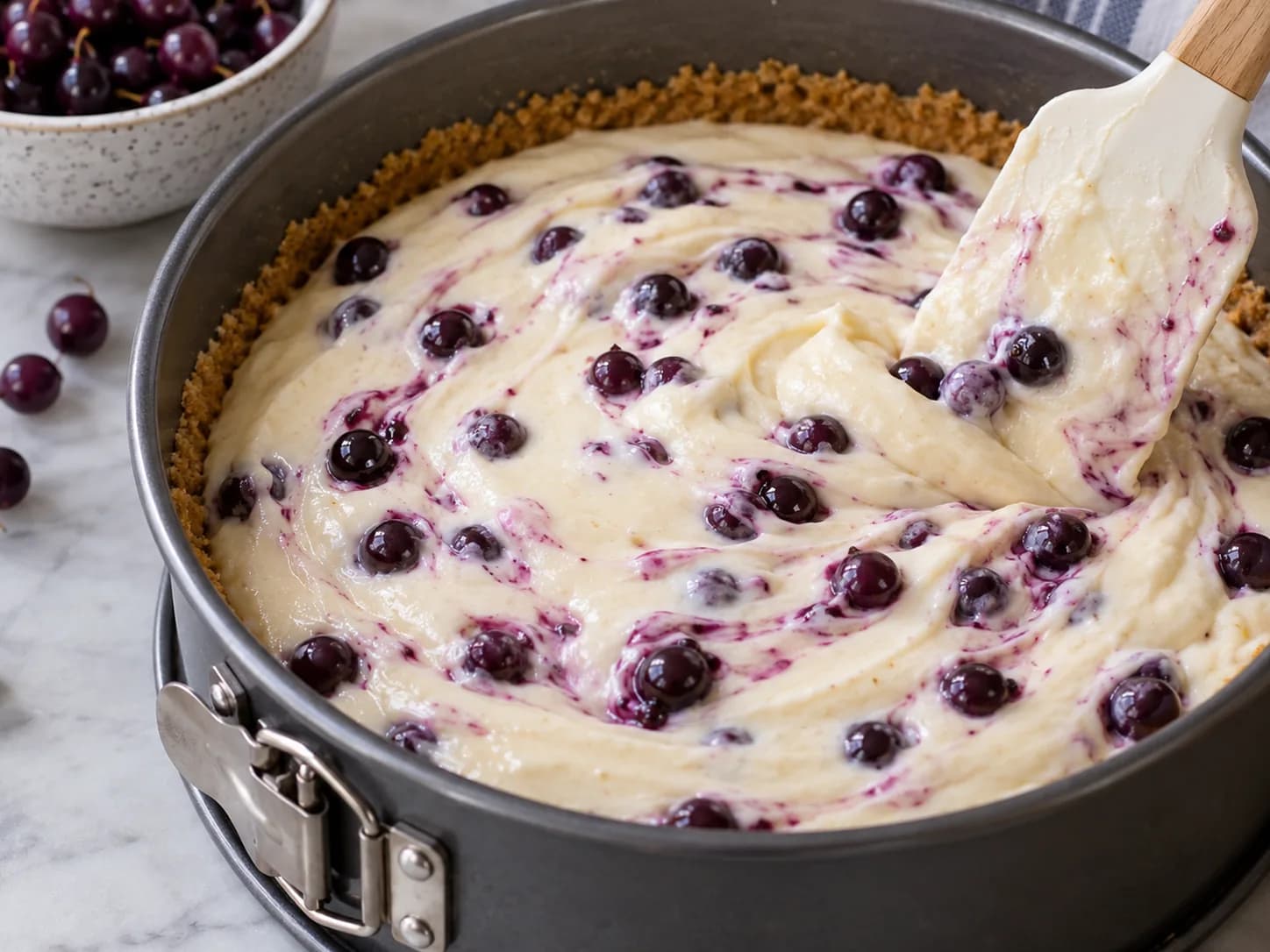 Cheesecake de agraz assado com cobertura caseira: Adicione o agraz