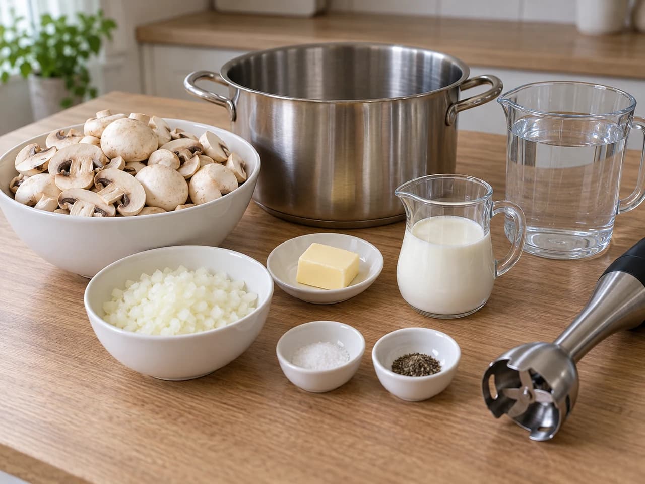 Pilzcremesuppe: Putzen und abwiegen