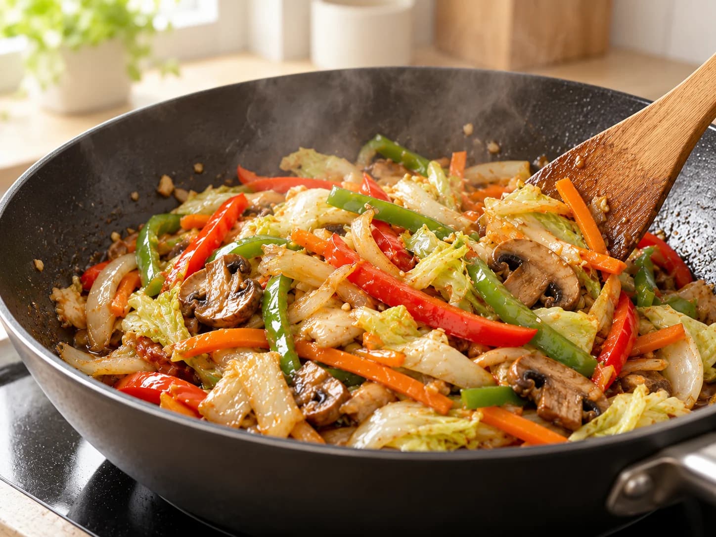 Chop suey maison au porc, légumes et sauce soja: Faire sauter les légumes