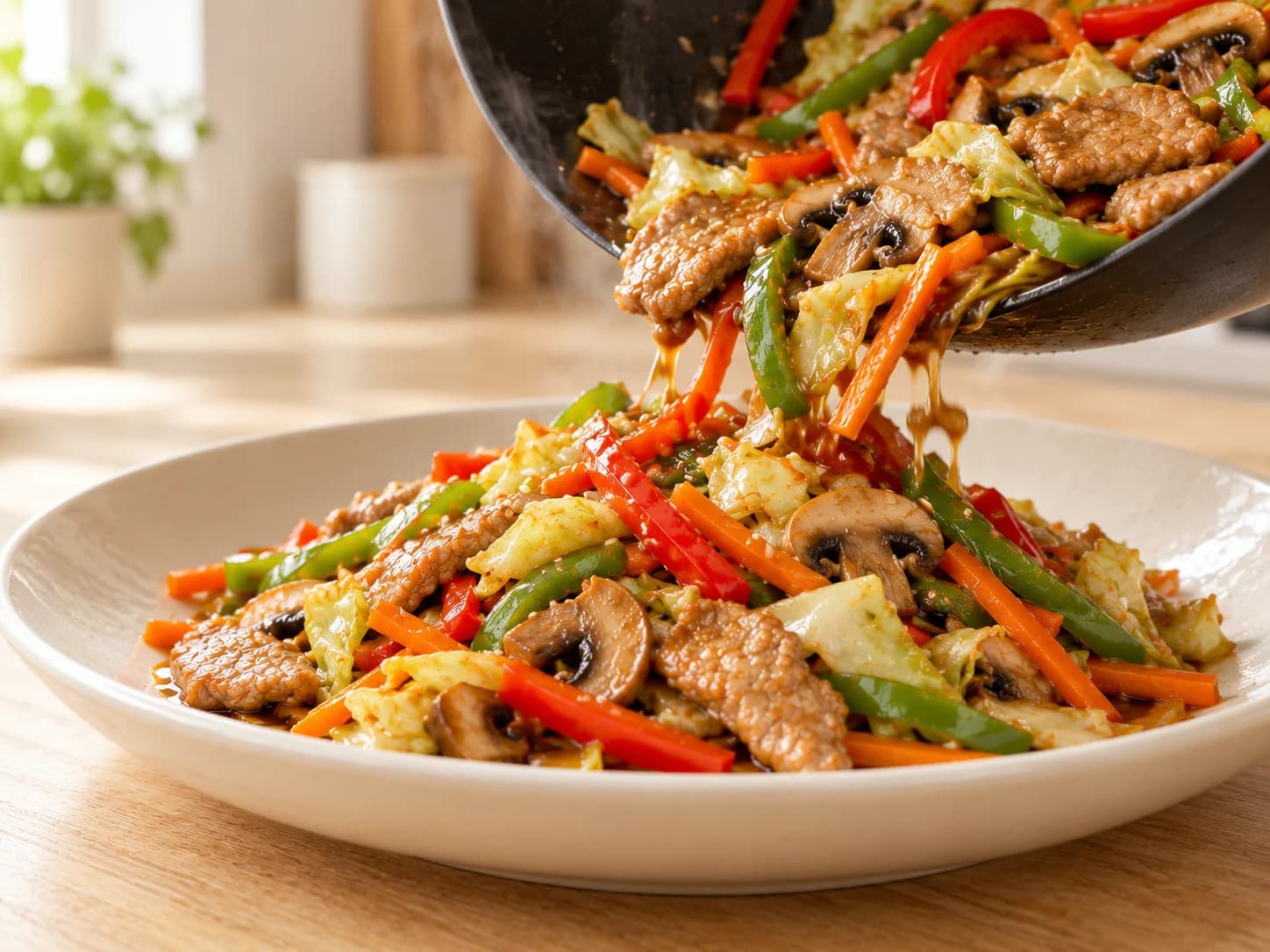 Chop suey maison au porc, légumes et sauce soja: Laisser reposer et servir