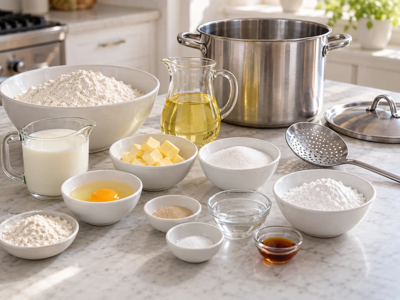 Ciambelle lievitate glassate alla vaniglia: Ammorbidisci il burro e organizza la frittura