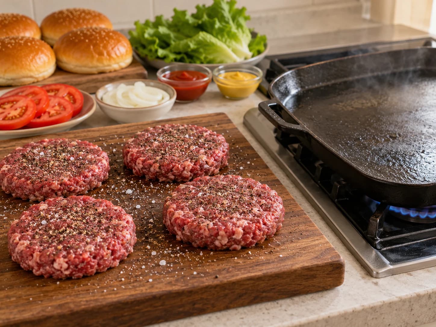 Burger Angus maison: Chauffer et assaisonner