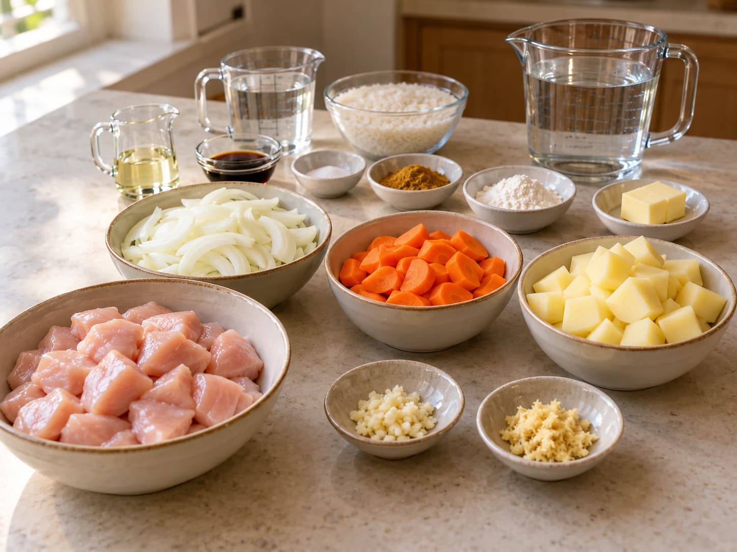 Kare raisu: curry giapponese con riso: Preparare gli ingredienti