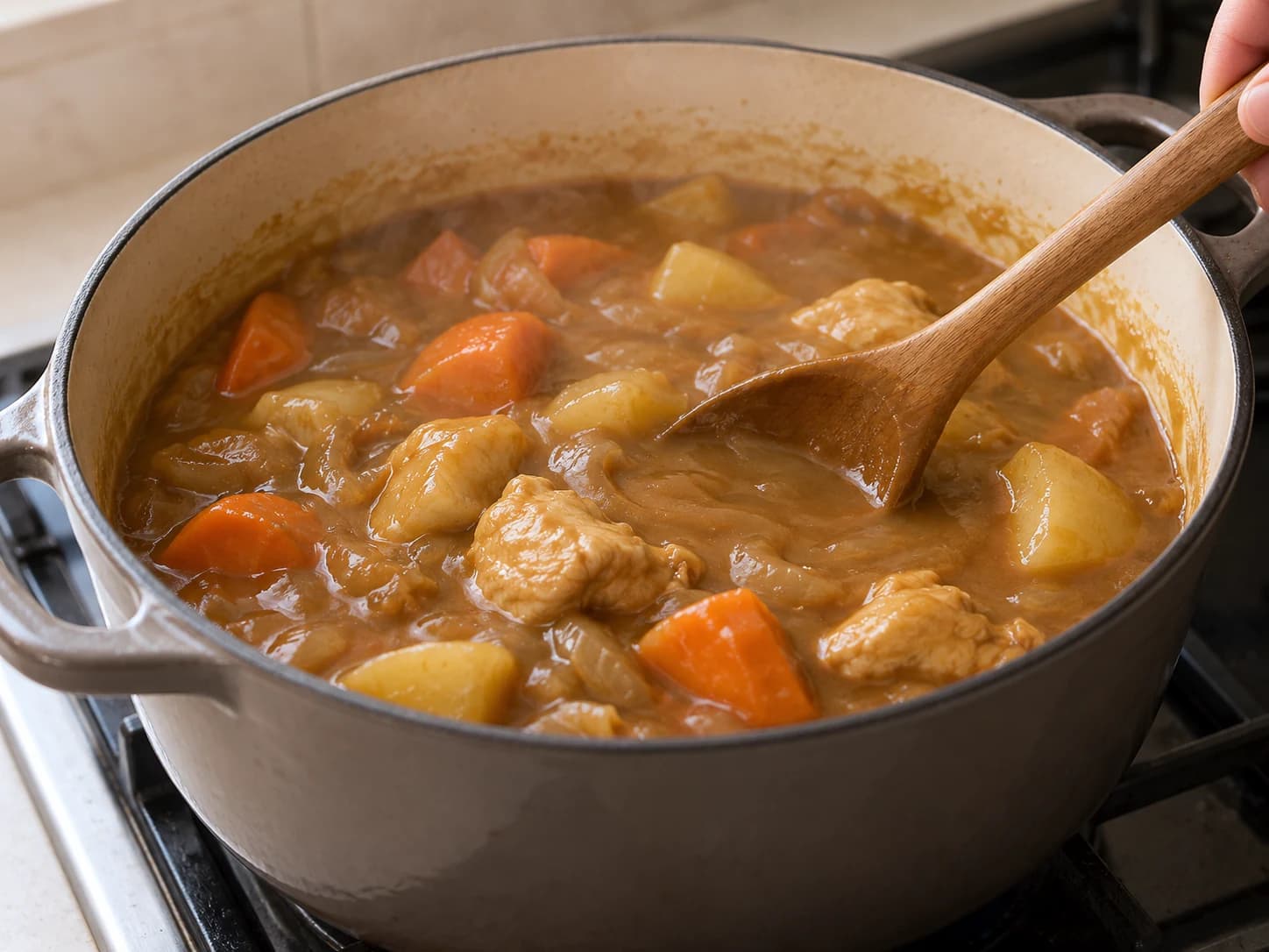 Kare raisu: curry giapponese con riso: Addensare il curry