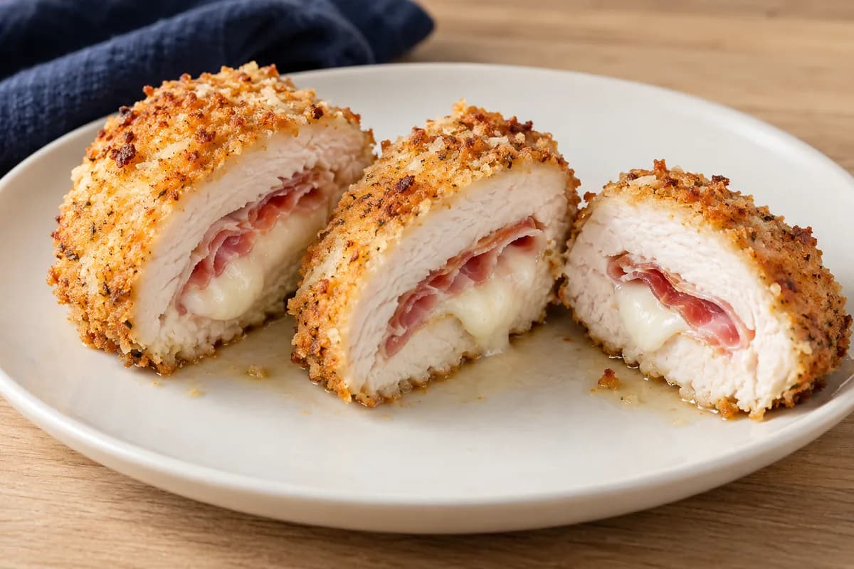 Blanc de poulet farci au jambon et fromage: Retirer les cure-dents et servir