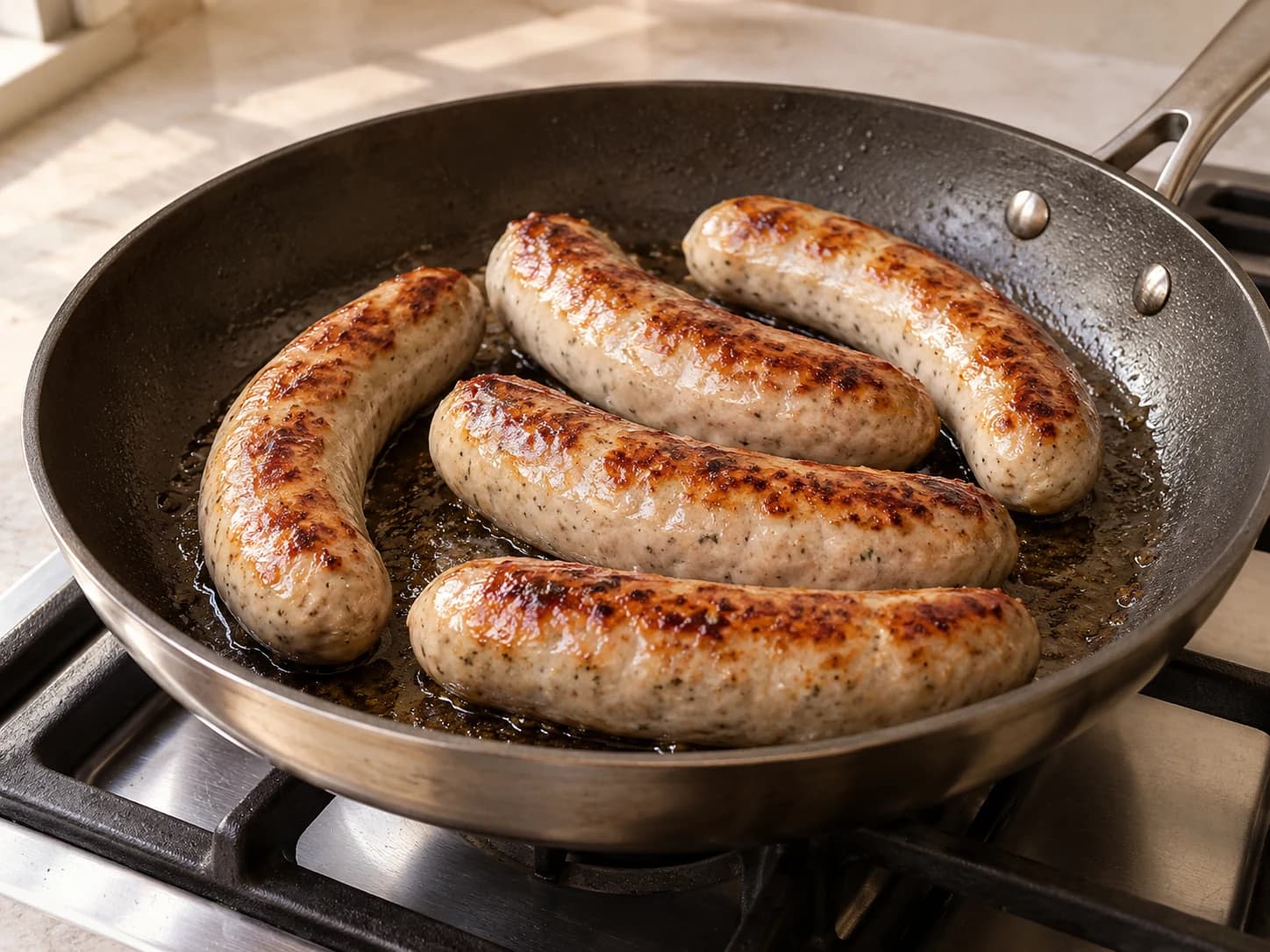 Bratwurst selbst gemacht: Bräunen und servieren