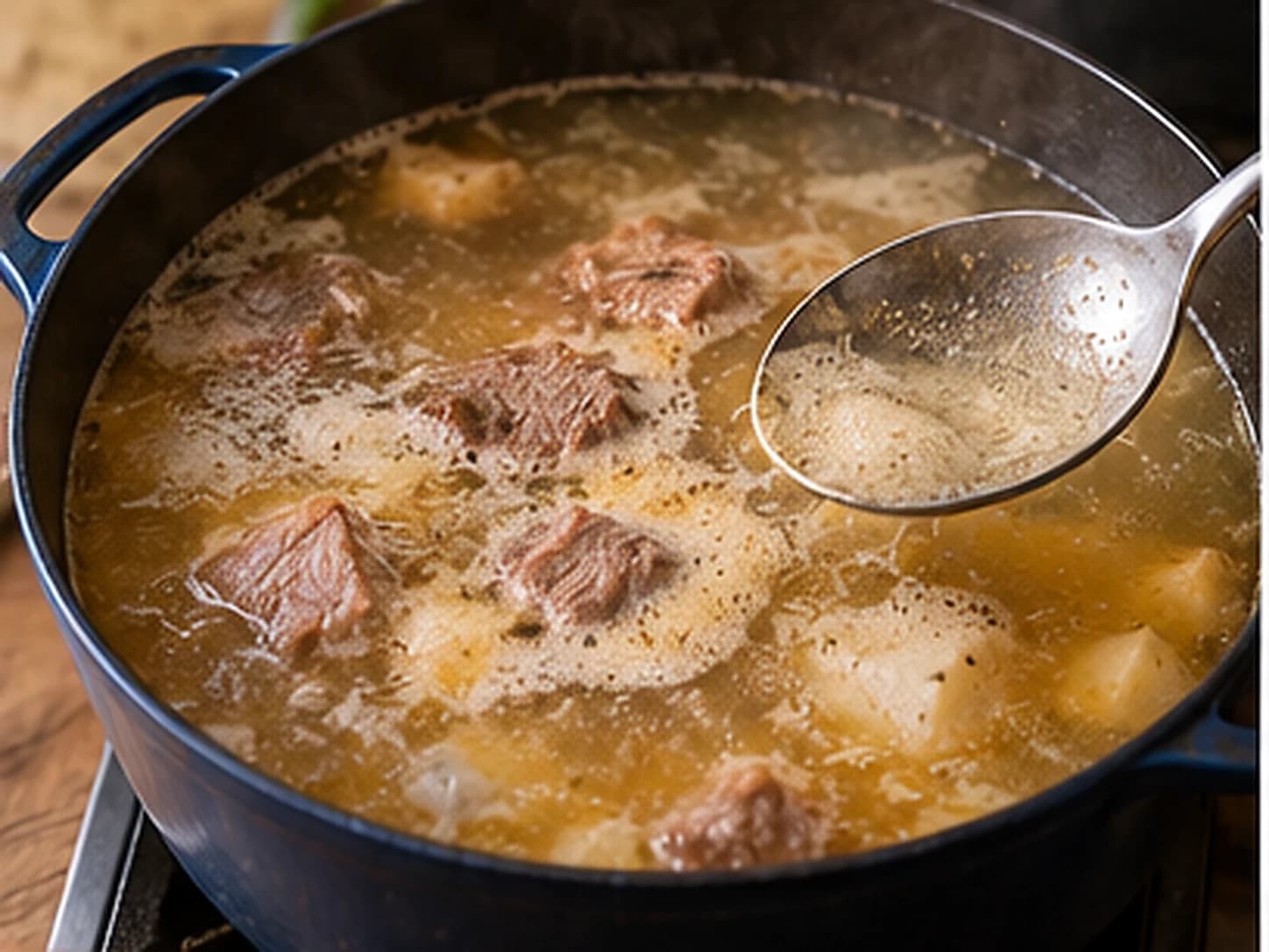 サンコーチョ・トリファシコ：コロンビア風 牛・豚・鶏の煮込みスープ: スープを煮込む