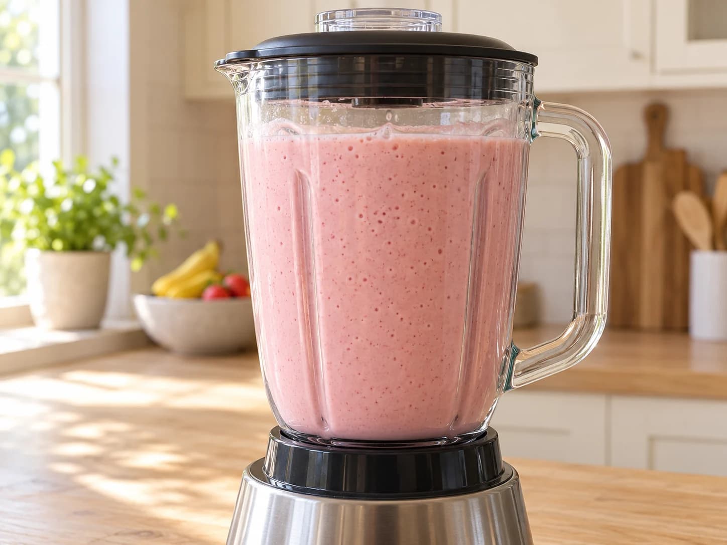 Strawberry banana smoothie with Greek yogurt: Blend until smooth