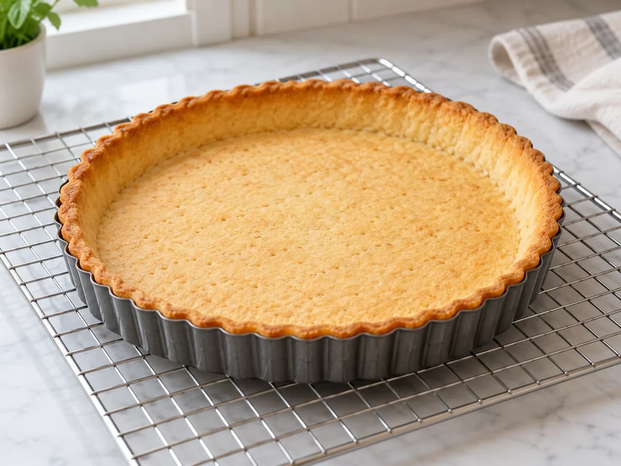 Torta de morango com creme de confeiteiro e base assada: Esfrie a base e aguarde o creme frio