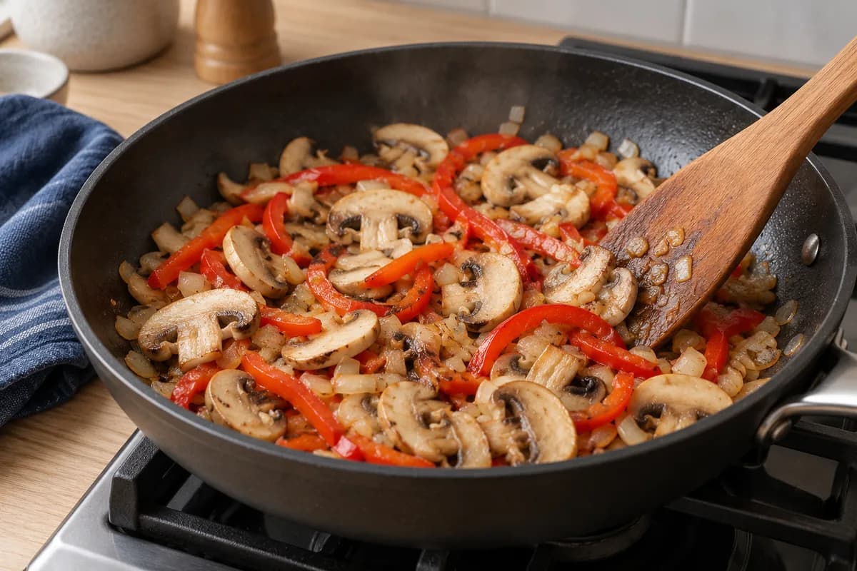 Chicken and mushroom wraps with cheese: Sauté the mushrooms