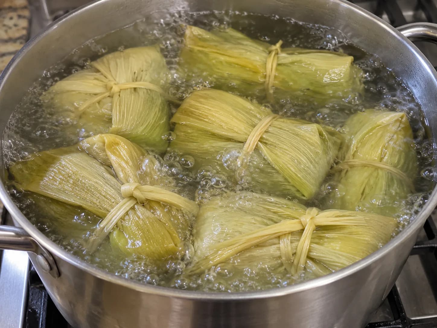 Kolumbianische Maispäckchen mit Käse: In Wasser kochen