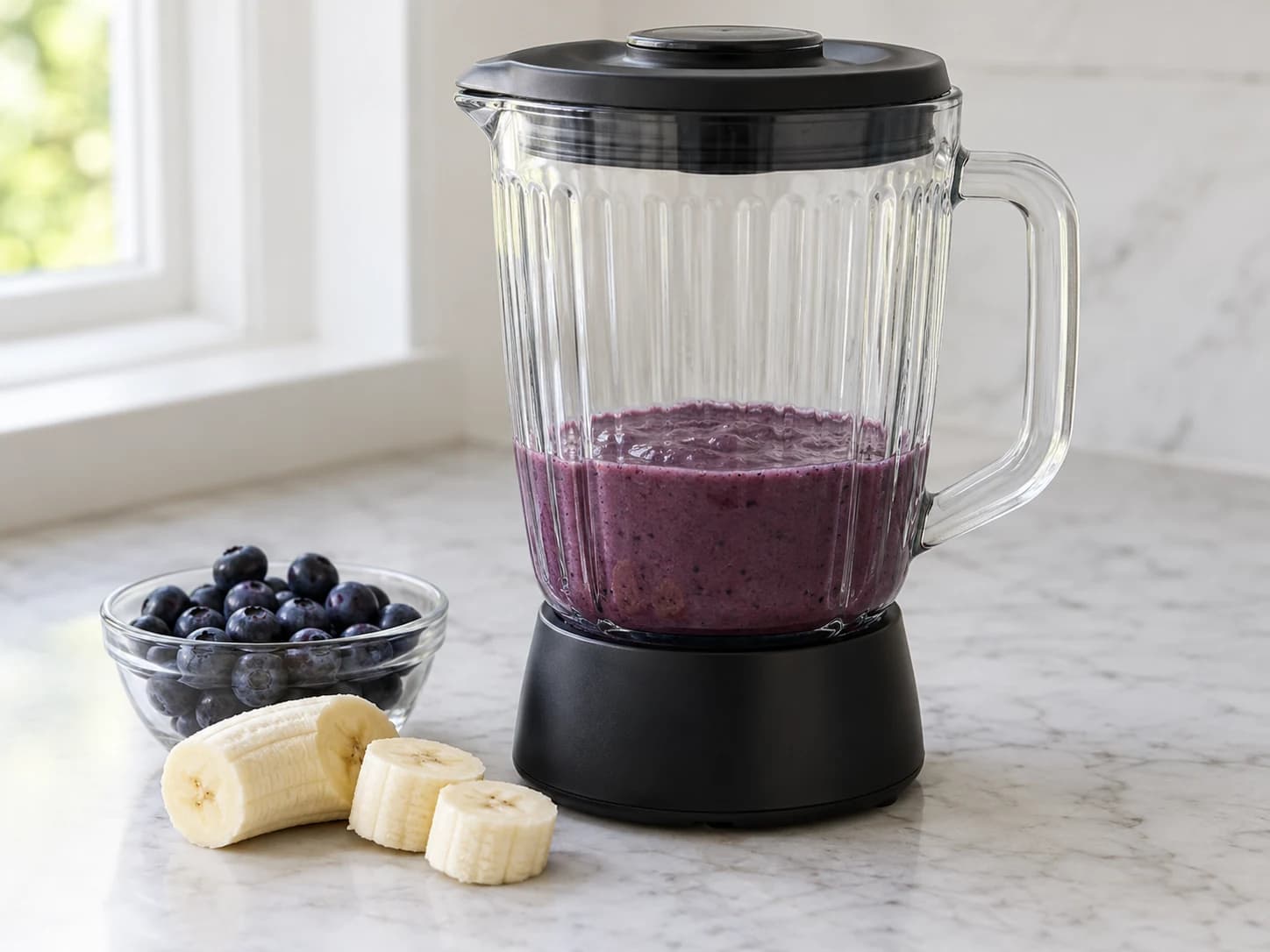 Suco arco-íris de frutas em quatro camadas: Bater a camada roxa