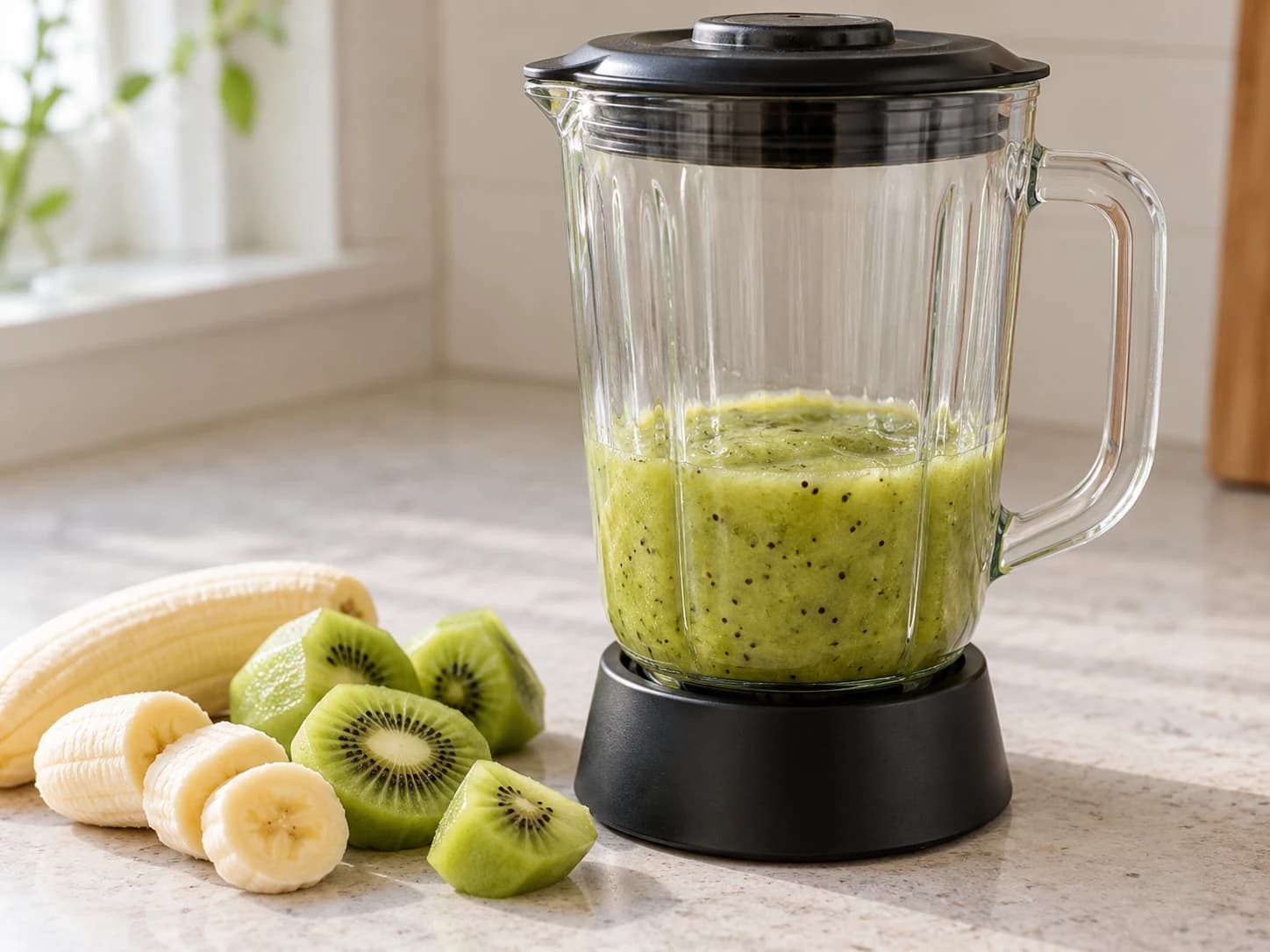 Suco arco-íris de frutas em quatro camadas: Bater a camada verde