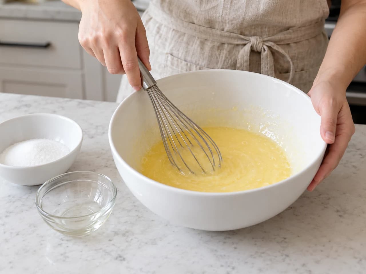 Torta di carote senza copertura: Sbatti uovo, zucchero e olio