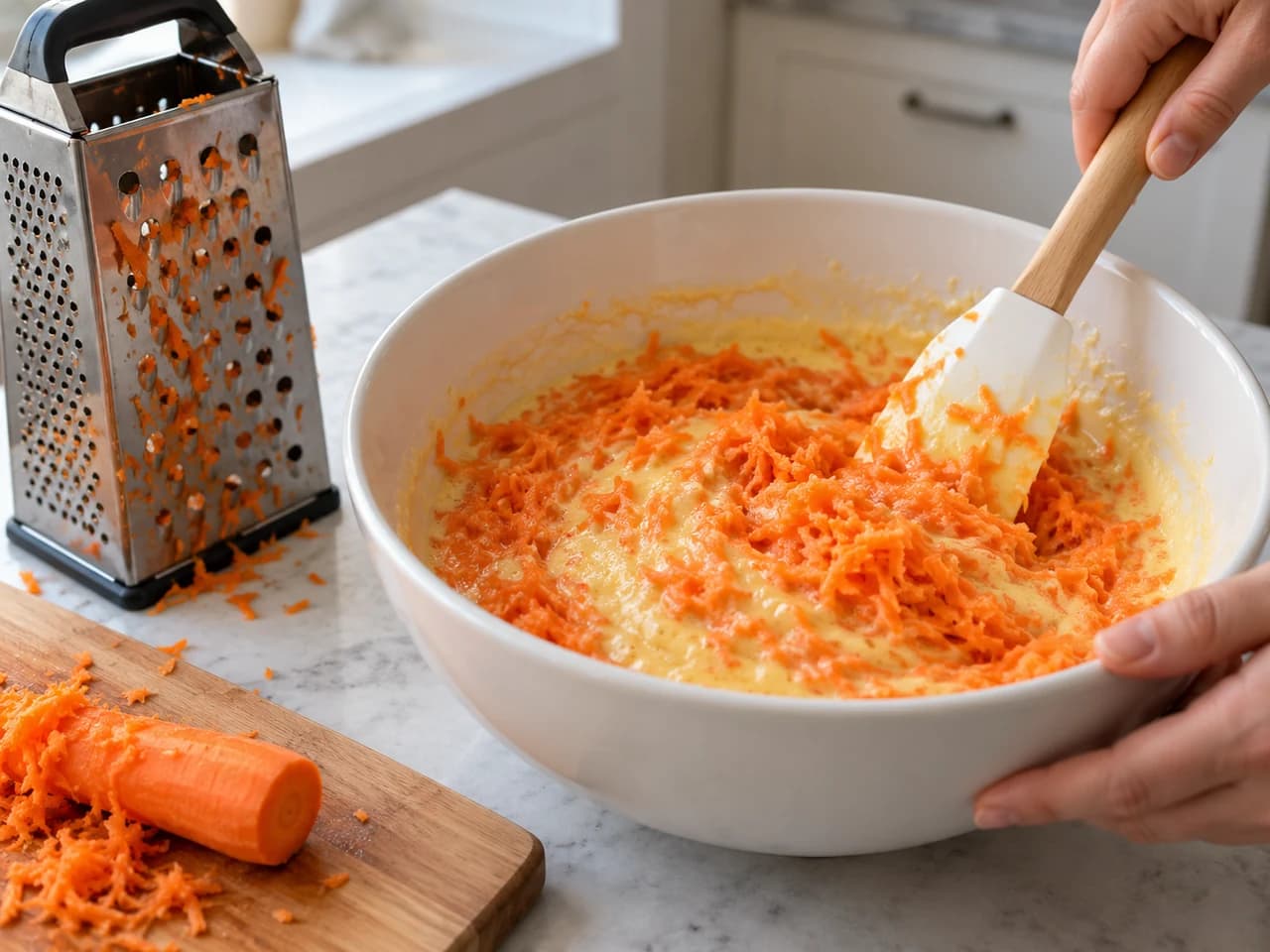 Torta di carote senza copertura: Grattugia le carote