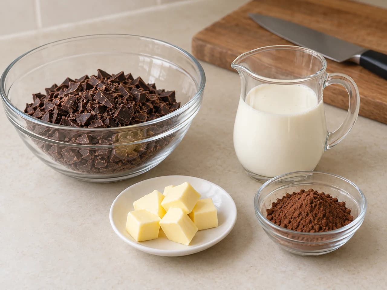 Proposta de trufas de chocolate amargo com cacau: Prepare e pese