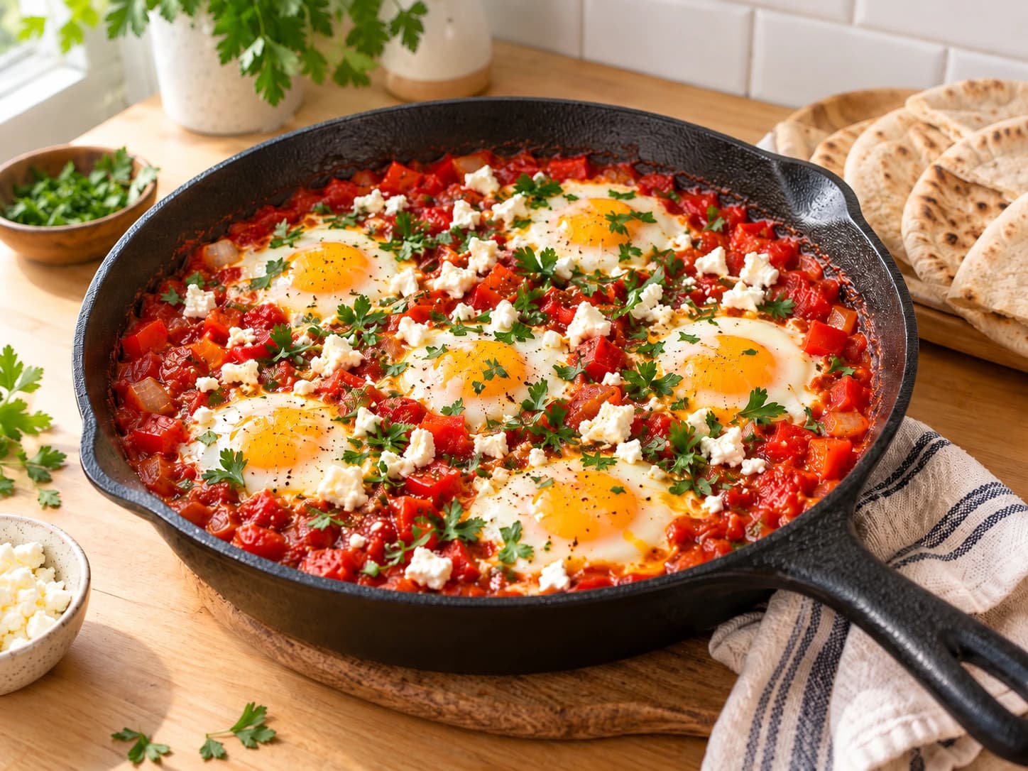 Shakshuka à la feta: Servir
