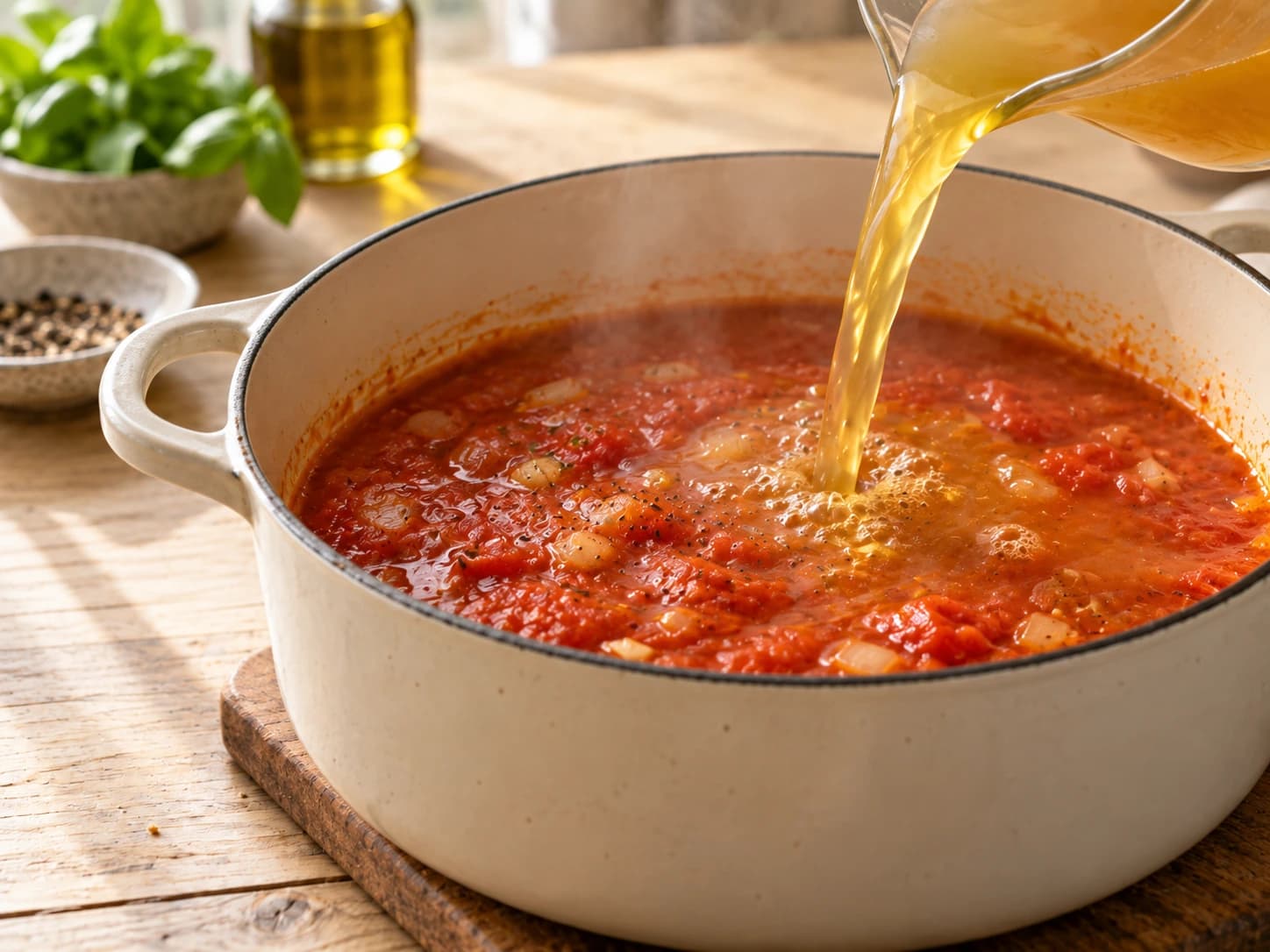 Sopa de tomate: Cozinhe com o caldo