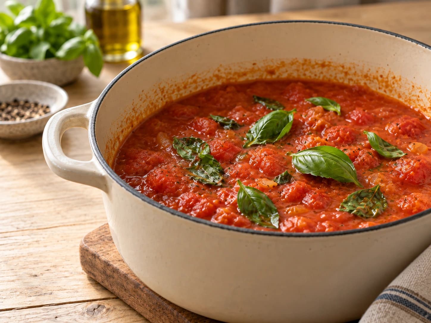 Sopa de tomate: Junte o manjericão
