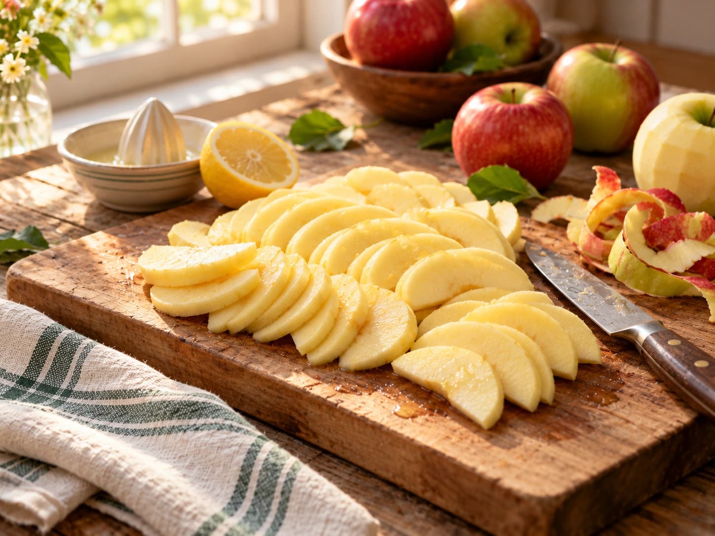 Klassische Apfeltarte mit Mürbeteig: Äpfel schneiden
