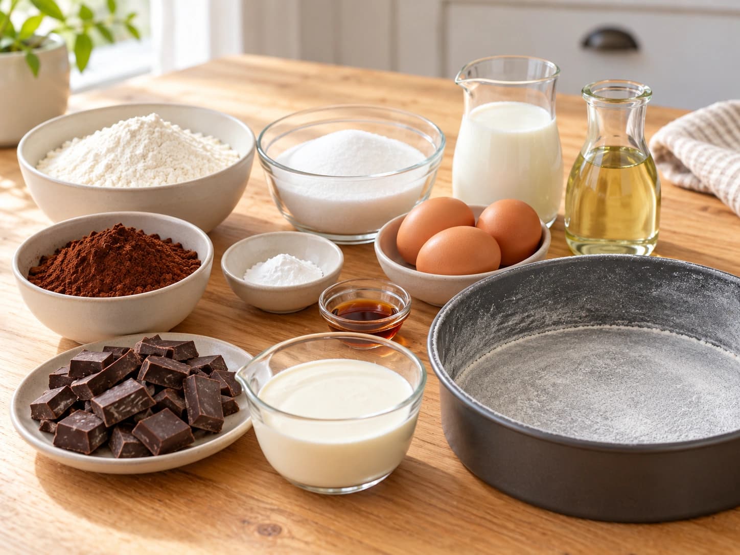 Chocolate Cake with Ganache: Prepare the ingredients