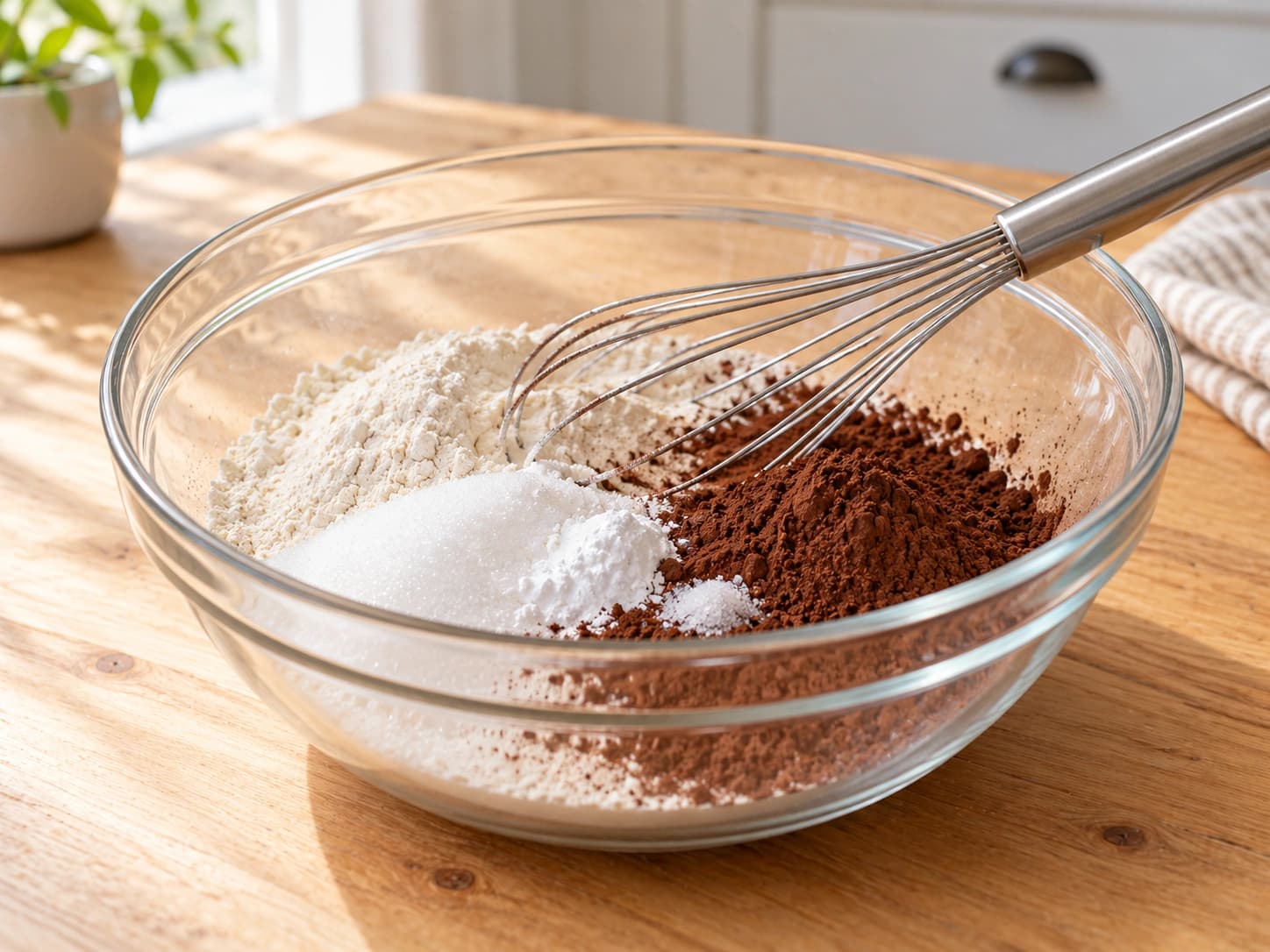 Chocolate Cake with Ganache: Mix the dry ingredients