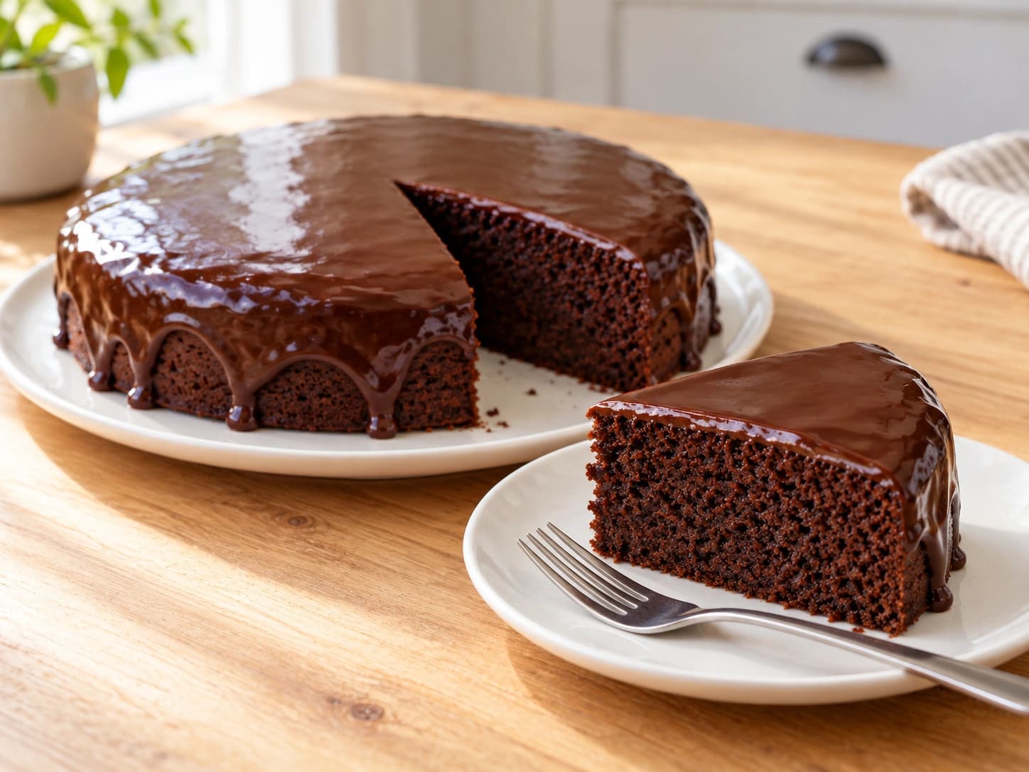 Chocolate Cake with Ganache: Cover and serve