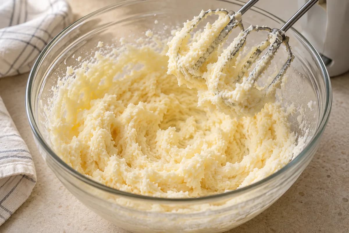 Gâteau aux trois laits et chantilly: Fouetter le beurre et le sucre