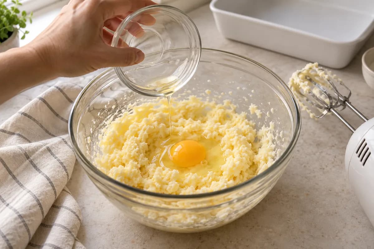 Gâteau aux trois laits et chantilly: Incorporer les œufs et la vanille