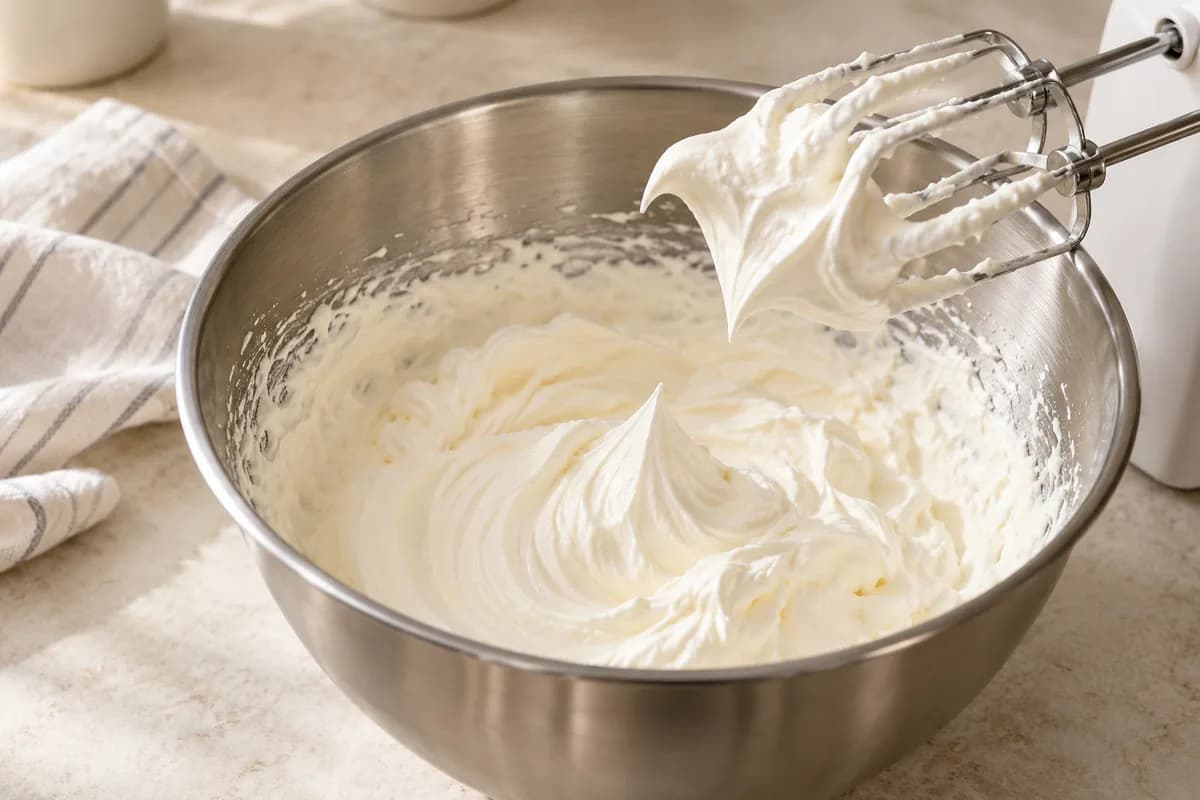 Gâteau aux trois laits et chantilly: Monter la crème en chantilly