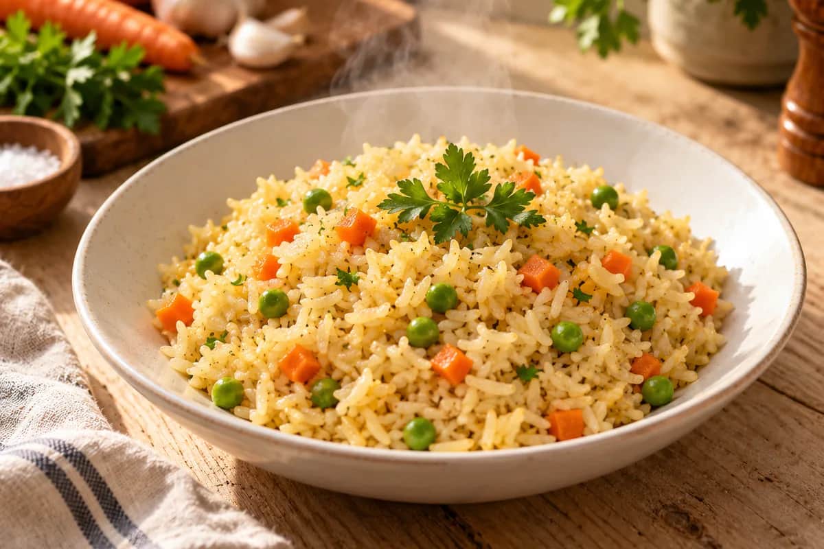 Imagen de Arroz pilaf: guarnición aromática con caldo