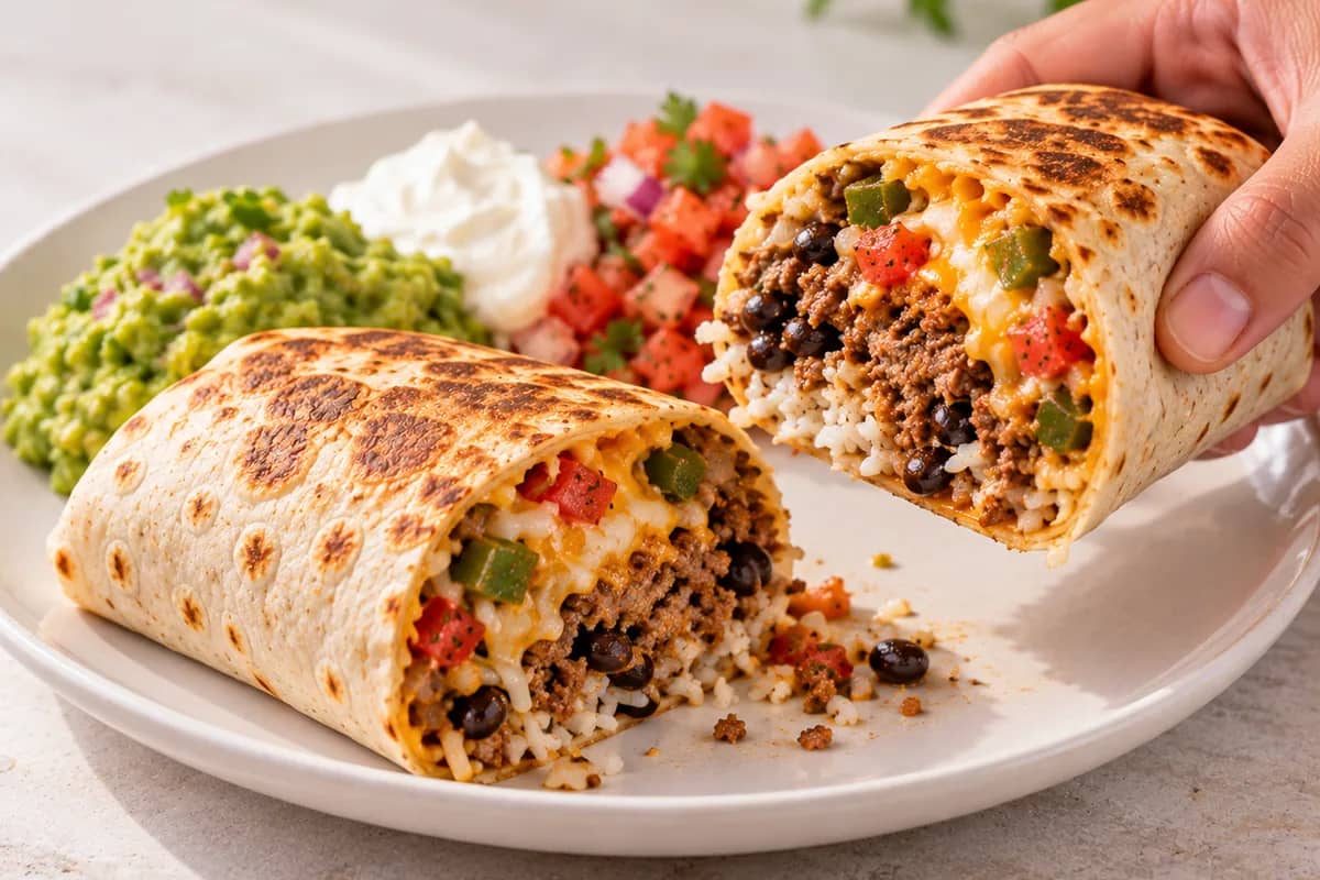 Image de Burrito mexicain maison : recette Tex-Mex au bœuf et aux haricots