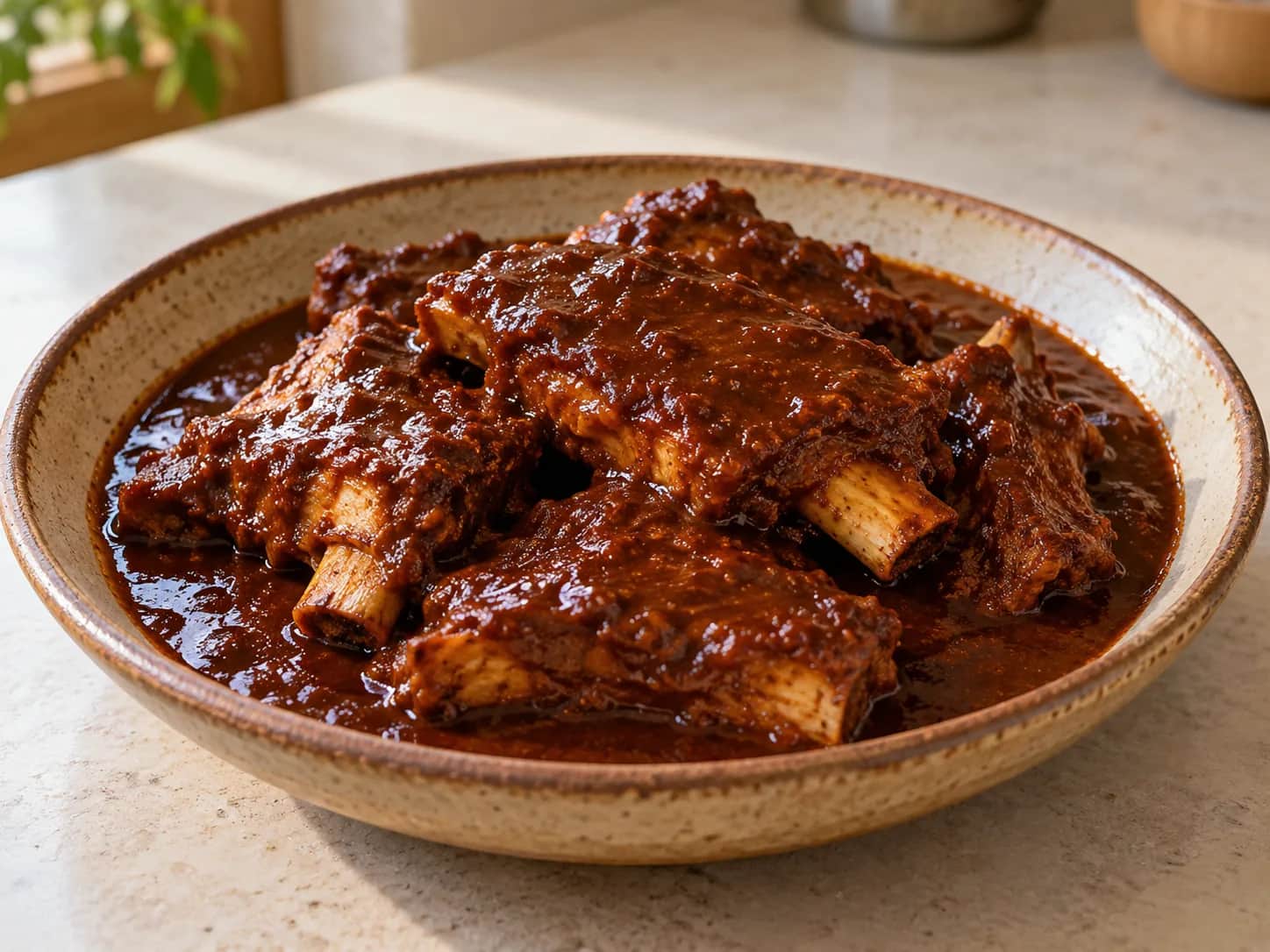 Imagen de Costillas de cerdo en mole rojo casero