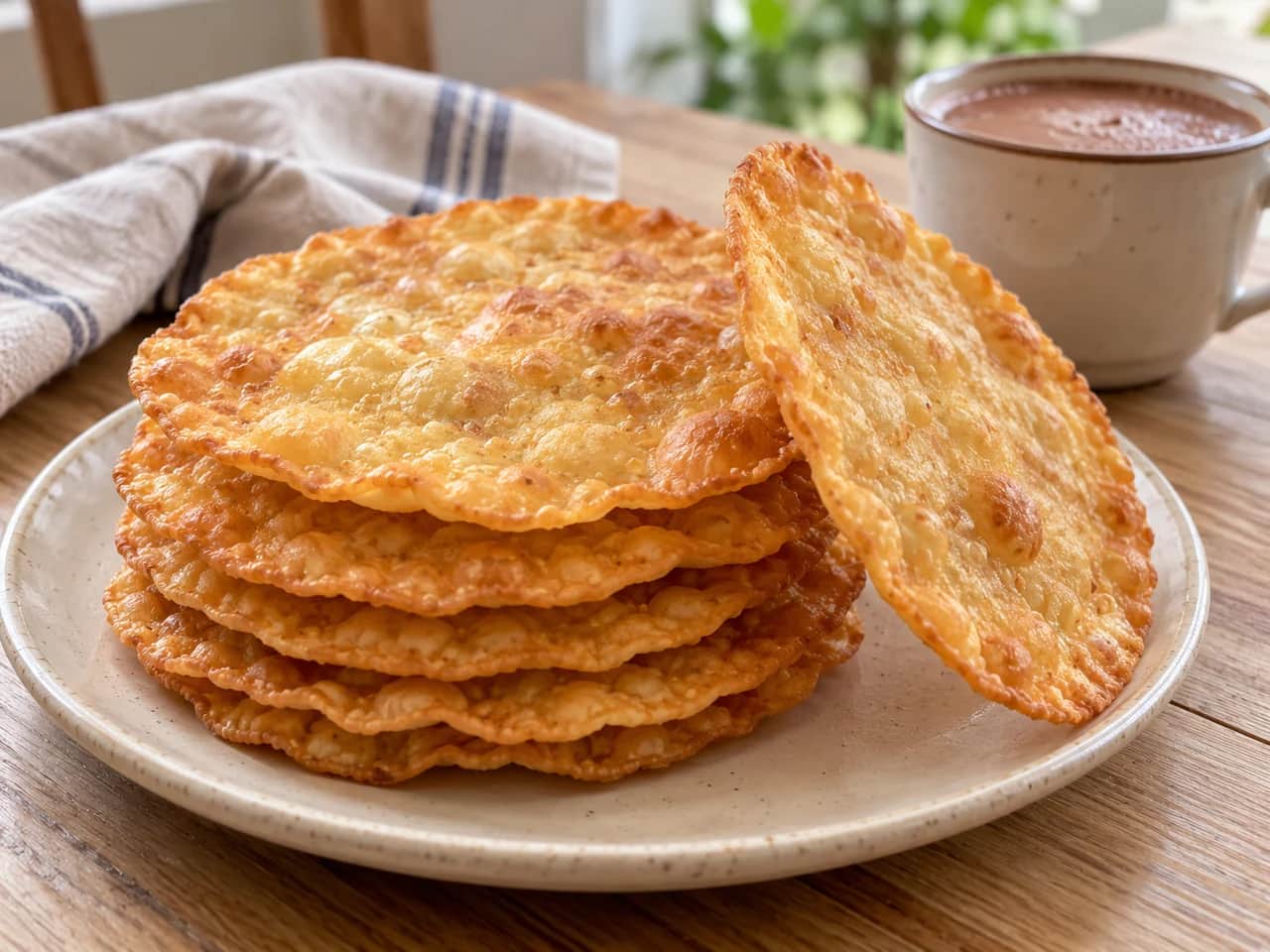 Image of Colombian hojaldras: thin fried dough rounds, crisp and golden