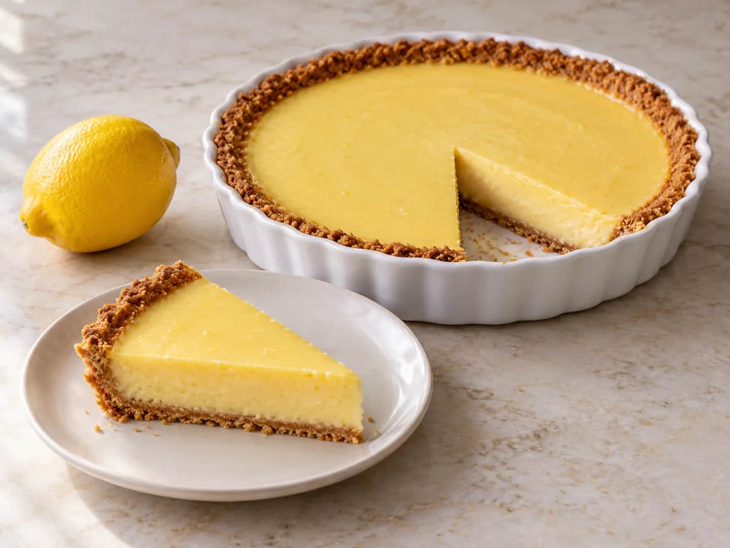 Imagen de Pie de limón al horno con base de galletas