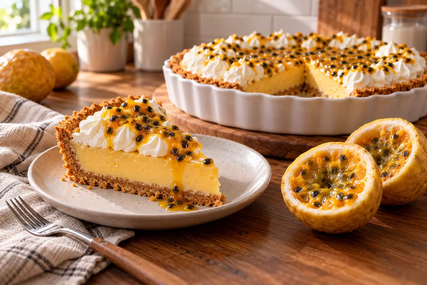 Imagen de Pie de maracuyá: receta cremosa con base de galleta