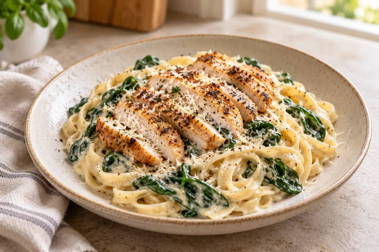 Image de Poulet Alfredo à la florentine